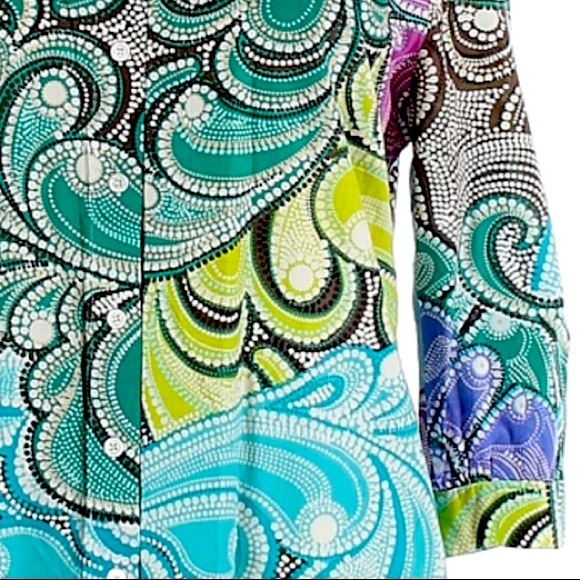 Dana Buchman XL teal 3/4 sleeve button up blouse - Picture 5 of 13